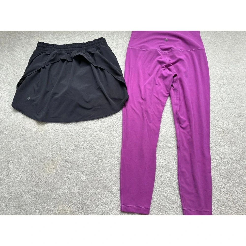 2PC- Lululemon Hotty Hot High-Rise Skirt Black +Align High-Rise Crop Legging 24